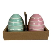 Easter Egg Salt And Pepper Shakers By Carrot Patch Cottage Pink Blue NEW  - £16.93 GBP