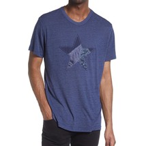 John Varvatos Men's Torn Patchwork Star Applique  Graphic Crew T-Shirt Indigo - £62.22 GBP