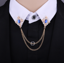 Stones cross brooch vintage look gold plated suit coat broach collar pin ggg41 - £17.72 GBP