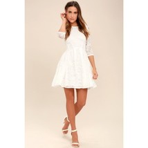 NWT Womens Size Medium Lulu&#39;s White It&#39;s a New Day White Lace Skater Mini Dress - £25.05 GBP