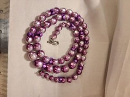 Premier Designs Purple Bead Faux Pearl Necklace 26" - $7.10