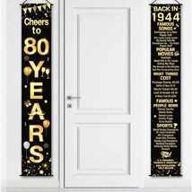 Cheers to 80 Years Party Pack - 80th Birthday Decorations Set with Banner, Porch - £27.48 GBP