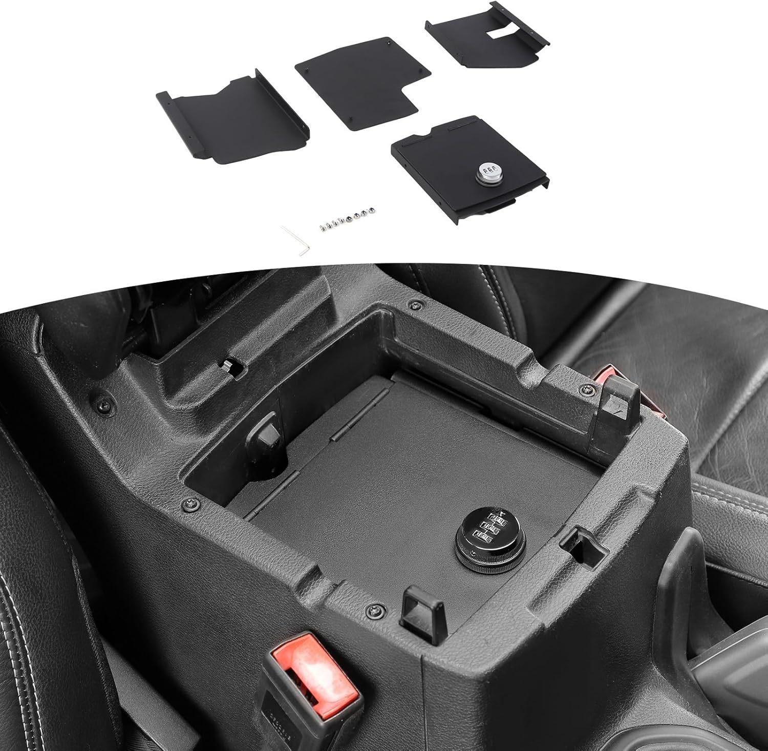 Rt-Tcz For Wrangler Jl Center Console Organizer Gun Safe Box With Lock - $77.94