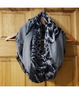 Infinity Scarf Leopard Print Gray &amp; Black 35x39&quot; Large Wrap Light Weight - £7.89 GBP