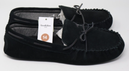 Goodfellow &amp; Co Men&#39;s Topher Moccasin Black Faux Leather Slippers Size 1... - £11.37 GBP