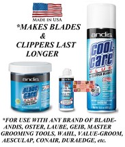 Andis Clipper Blade Care Maintenance Spray,Dip Wash,Oil KIT-Cleaner,Cooling,Lube - £32.16 GBP