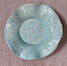 Leaves Branches Candy Trinket Dish Art Pottery Ruffled Edge Rustic Gobli... - £12.24 GBP