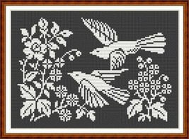 Monochrome Birds, Flowers, Trees Motifs Sampler 4 Cross Stitch Pattern PDF - $3.00