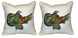 Pair of Betsy Drake Turkey Large Pillows 18 Inch x 18 Inch - £71.21 GBP