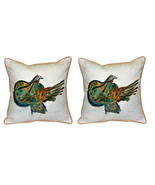 Pair of Betsy Drake Turkey Large Pillows 18 Inch x 18 Inch - £69.91 GBP