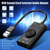 3Port USB Sound Card 7.1 Channel External Audio Adapter 3.5mm Stereo Headset Mic - £21.38 GBP