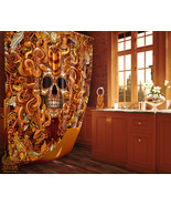 Steampunk Medusa Skull Shower Curtains, Bronze Ornaments and Gears - £56.10 GBP