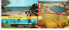 Vintage Ocean Shore Motel Miami Beach FL Postcard Multiview panorama pool beach - £3.93 GBP