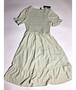 Zattcas Womens Smocked Light Green Ruffle Tiered Midi Dress NWT NEW Medi... - £41.04 GBP