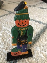 Vintage 1994 New Creative Enterprises WOOD PUMPKIN MAN Wood Halloween Decoration - £36.46 GBP