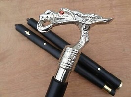 Bastón de madera negro con mango de dragón de diseño antiguo, bastón... - £30.89 GBP