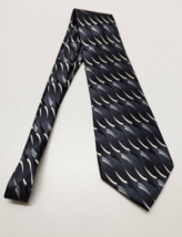 Albert Nipon Men&#39;s Necktie Silk Black White Gray Geometric Korea 59&#39; X 4&quot; - £6.41 GBP