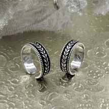Süß Blatt Stil 925 Silber Oxidierte Zehen Ringe Band Bichia Paar Fuß Ring - $36.57