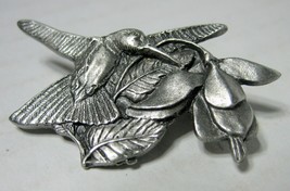 Vintage Birds and Blooms Pewter Pin Hummingbird Brooch 1995-1996 Premier Edition - £9.11 GBP