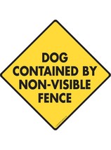 Dog Contained by Non-Visible Fence Aluminum Dog Sign - 6&quot; x 6&quot; - €8,52 EUR
