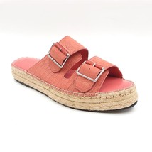 LOGO Lori Goldstein Women Slide Sandals Lindsay Size US 8.5M Pink Croco Leather - £17.45 GBP