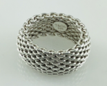 Size 6 Tiffany &amp; Co Somerset Ring Mesh Weave Flexible Dome Band in Silver - £194.83 GBP