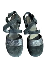 Cordani Celzature Womens Sandals Suede Wrap Wedge Embossed Leather Trim Black 40 - £23.73 GBP
