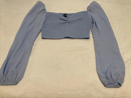 Windsor Women’s Size Small Pleated Cropped Long Sleeved Light Blue Top. - £12.58 GBP