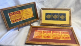 3 Antq Framed &amp; Matted Tea Label Advertising Yacht Club Banzai Delicious... - $39.95