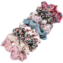 8pc Floral Hair Scrunchies Elegant Comfortable Lot MultiColor Flower Tie... - £8.63 GBP