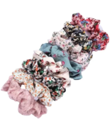 8pc Floral Hair Scrunchies Elegant Comfortable Lot MultiColor Flower Tie... - £8.76 GBP