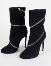 NEW Azzedine Alaia Black Suede Spiral Zipper Ankle Boots 39.5 (9.5) - €385,54 EUR
