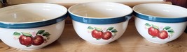 Vintage Apple Casuals China Pearl Set Of 3 Nesting Mixing Bowls Stoneware - $22.49
