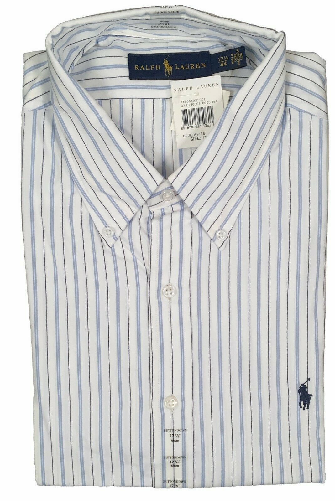 NEW Polo Ralph Lauren Dress Shirt!  White  Blue &amp; Black Stripe  US &amp; Eur... - $44.99