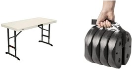 Lifetime 80387 4-Foot Commercial Adjustable Folding Table, Almond &amp; US, ... - £106.93 GBP