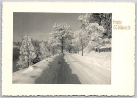 VTG German Postcard Frohe Weihnacht (Merry Christmas) Snow trees road - £3.96 GBP
