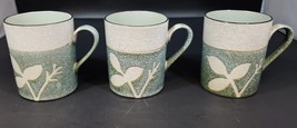 Set of 3 Medallion by UCAGCO Beige Green Stone Ware Coffee/Tea Mugs - $34.64