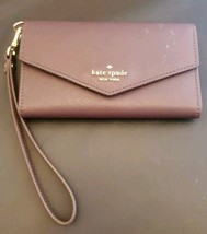 Kate Spade Wallet Cellphone Case Wristlet Brown Preowned - £16.33 GBP