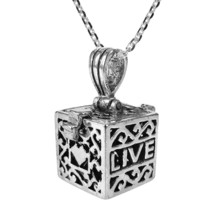 Live/Love/Laugh Prayer Box Locket Sterling Silver Necklace - £24.68 GBP