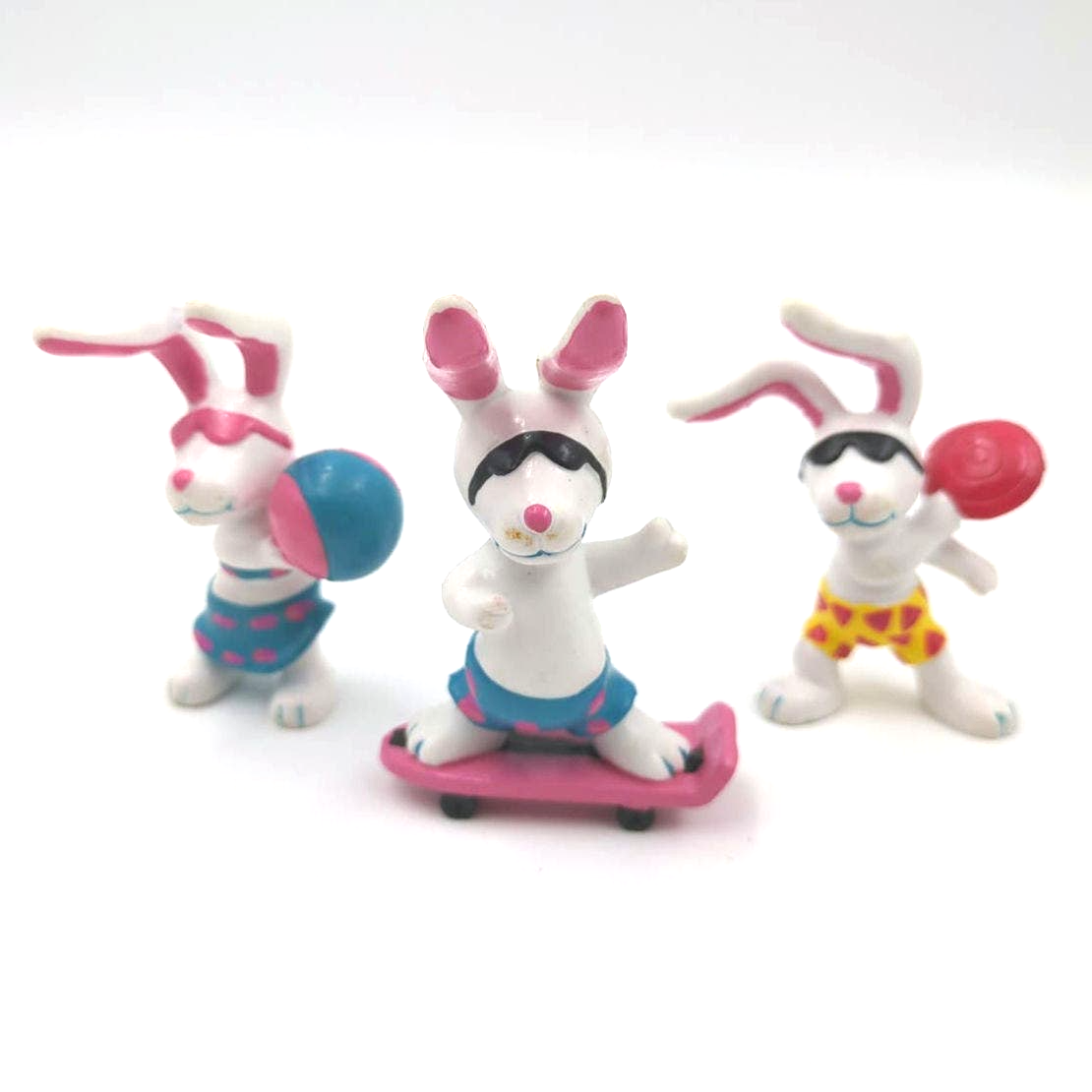 Primary image for Vintage 1989 Applause Beach Bunnies Lot of 3 PVC Figures Skateboard Disc Ball