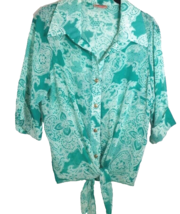 Body Central Women's Size Large Sheer Crosses Boho Top Teal Blue White - $14.99