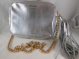 Victorias Secret Silver Crossbody Purse Shoulder Bag  w Gold Chain Fashi... - £10.27 GBP