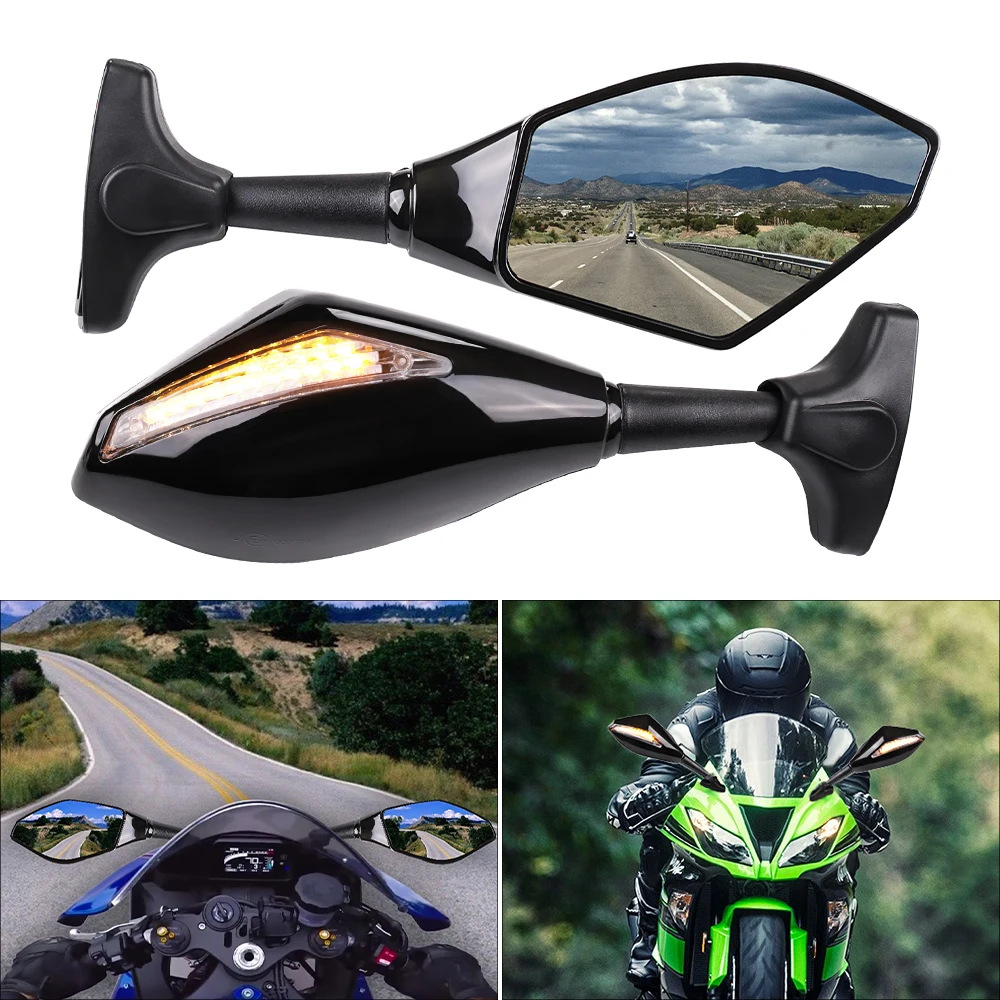 Carbon Motorcycle LED Turn Signal Rearview Mirrors For Honda Suzuki GSXR 600/750 - £26.88 GBP+