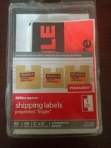 Office Depot 373-052 Fragile Handle With Care Label Ship Mail 40 Pk - $20.66