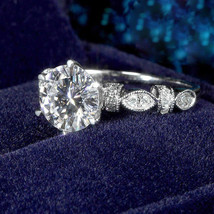 Ladies 14K White Gold Finish 1.80 CT Round Cut Diamond Engagement Weddin... - $1,248.16 MXN