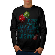 Gambling Problem Funny Tee Colour Dice Men Long Sleeve T-shirt - £11.95 GBP