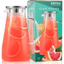 Lightweight 60 oz Glass Pitcher With Stainless Steel Lid Hot Or Cold - $403.26 MXN
