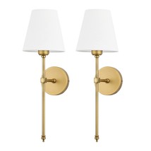 Wall Sconces Sets Of 2, Classic Brushed Brass Sconces Wall Lighting, Hardwired B - £75.13 GBP