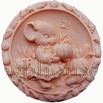 egbhouse, 2D Silicone Mold, soap mold, plaster mold, Country Pumpkin Mouse - $32.67