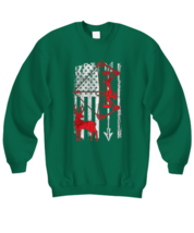 Hunting Sweatshirt Hunting Bow Deer American Flag Green-SS  - £20.52 GBP